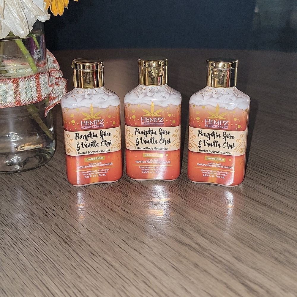 Hempz Pumpkin Spice & Vanilla Chai Herbal Body Moisturizer Bundle 3 New Limited